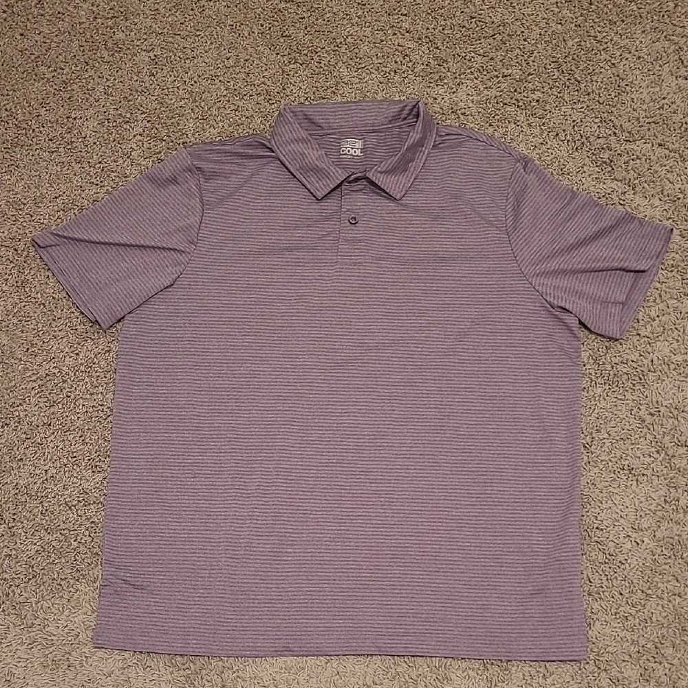 32 Degrees Cool Striped Purple Polo Shirt Cooling